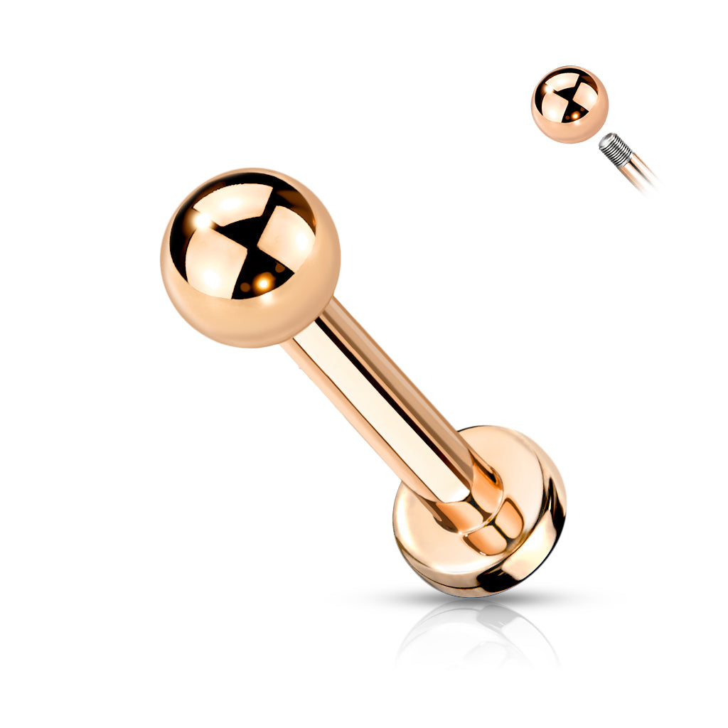 Implant Grade Titanium Externally Threaded PVD Plated Labret With Basic Ball Top
